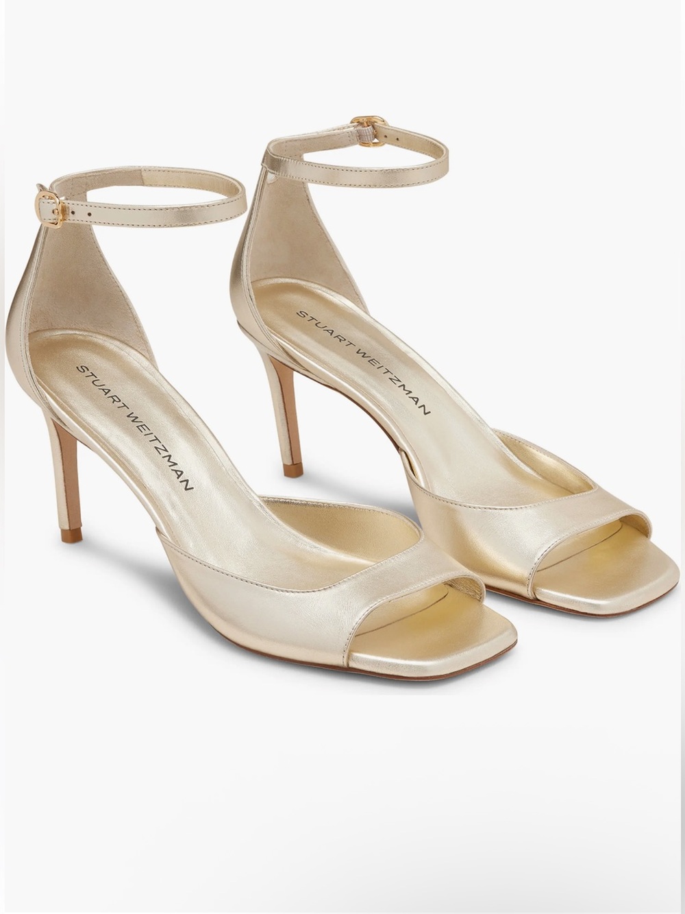 🌹STUART WEITZMAN🌹Nudista Ankle Strap Sandal In Gold Size: 8B